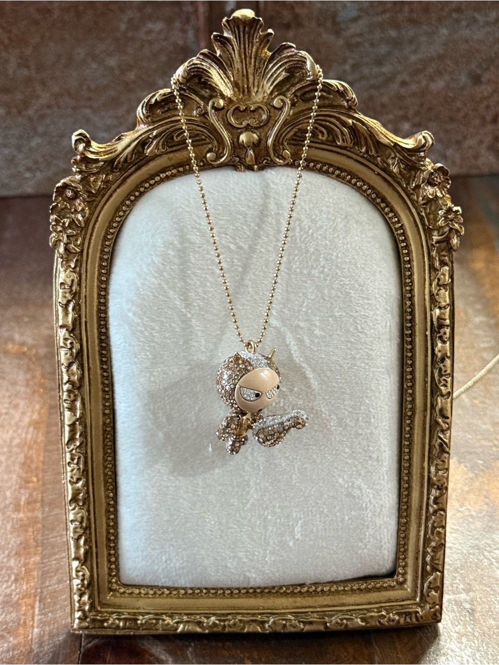 Swarovski Eliot Squirrel Crystal Pendant Necklace Retired Rare EUC